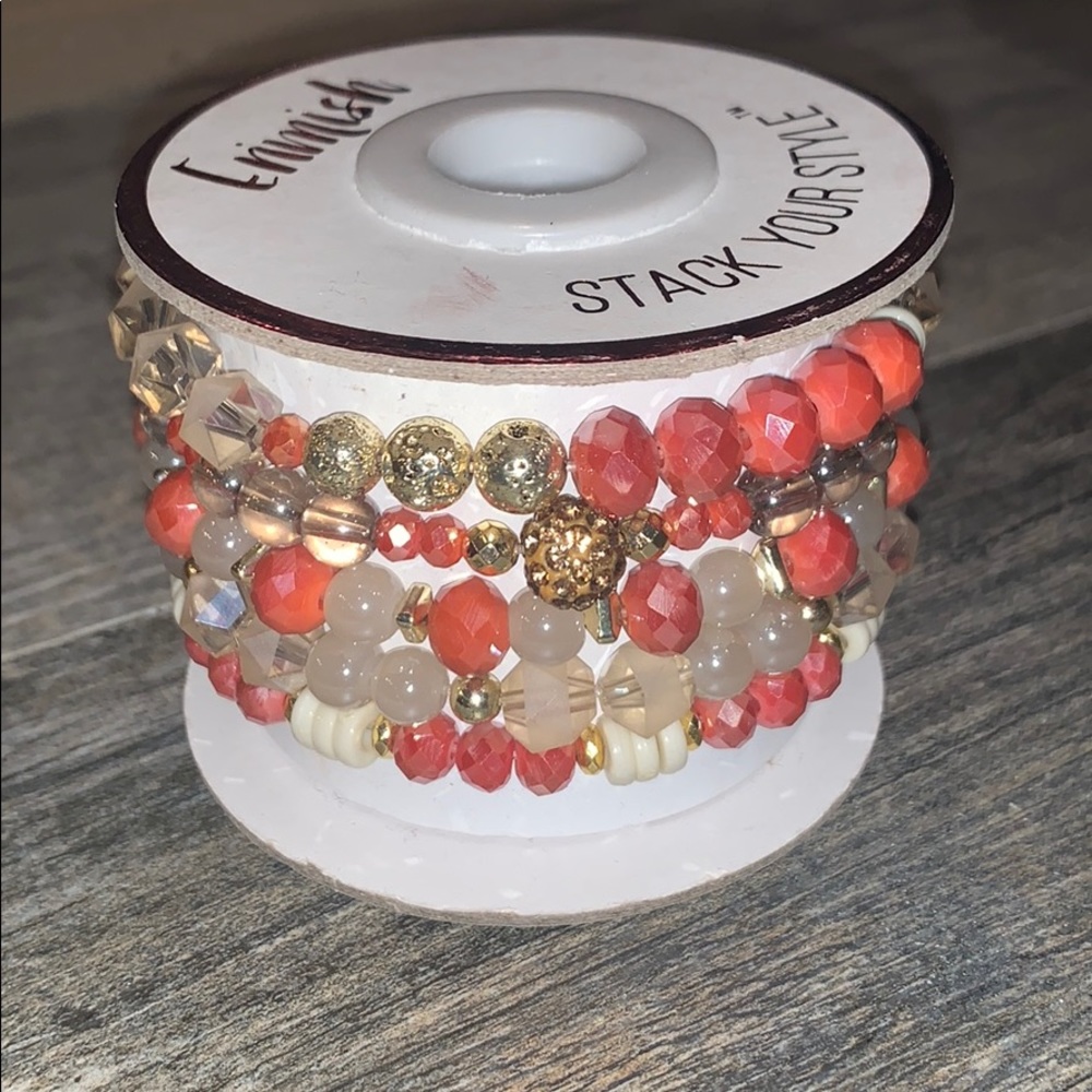 Pink and gold bracelet stack